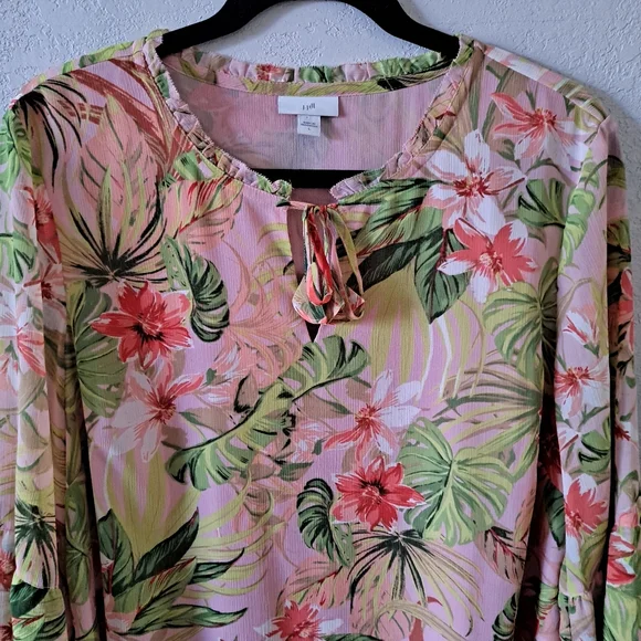 J. Jill Pink Tropical Floral Tunic - Picture 2 of 10